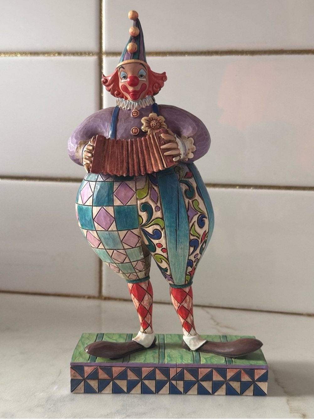 Jim Shore Squeezebox Clown Figurine